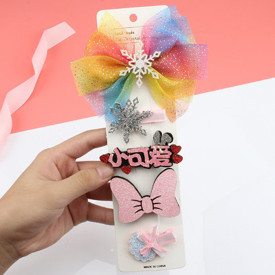 Dječji set ukosnica Princess dodaci za kosu Djevojčica Snježna pređa Velika mašna Kosa za kosu Modna mrežasta pređa Slatke životinje Kopča za šiške Pokrivala za glavu