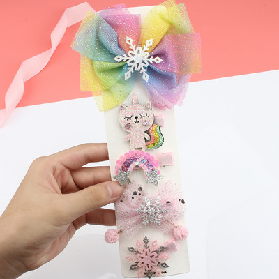 Dječji set ukosnica Princess dodaci za kosu Djevojčica Snježna pređa Velika mašna Kosa za kosu Modna mrežasta pređa Slatke životinje Kopča za šiške Pokrivala za glavu