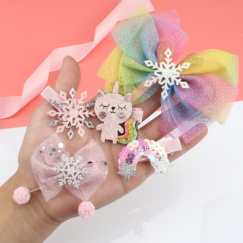 Dječji set ukosnica Princess dodaci za kosu Djevojčica Snježna pređa Velika mašna Kosa za kosu Modna mrežasta pređa Slatke životinje Kopča za šiške Pokrivala za glavu