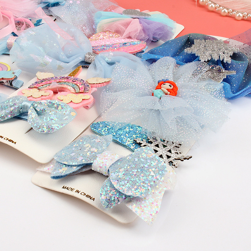 Dječji set ukosnica Princess dodaci za kosu Djevojčica Snježna pređa Velika mašna Kosa za kosu Modna mrežasta pređa Slatke životinje Kopča za šiške Pokrivala za glavu