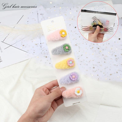 5Pcs/Set Slatka mekana plišana kopča za kosu Djevojka Slatka ukosnica Ukras za glavu Dječja modna crtana kopča sa strane Životinje Voće Dodaci za kosu