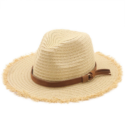 Ljetni šešir Ženski panama slamnati šešir Fedora Beach Vacation Vizir sa širokim obodom Ležerni ljetni šeširi za sunčanje za muškarce Sombrero