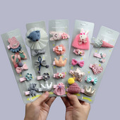 5 bucăți agrafe de păr pentru copii drăguț cu fundă de animale agrafe de păr fete geantă de pânză agrafe de păr accesorii de păr prințesă ac de păr