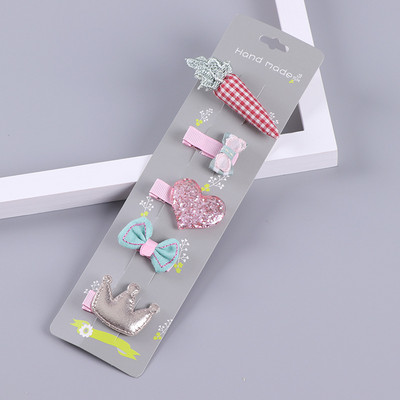5 bucăți agrafe de păr pentru copii drăguț cu fundă de animale agrafe de păr fete geantă de pânză agrafe de păr accesorii de păr prințesă ac de păr
