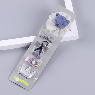 5 bucăți agrafe de păr pentru copii drăguț cu fundă de animale agrafe de păr fete geantă de pânză agrafe de păr accesorii de păr prințesă ac de păr