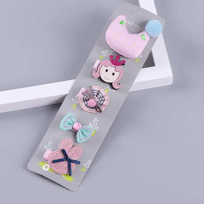 5 bucăți agrafe de păr pentru copii drăguț cu fundă de animale agrafe de păr fete geantă de pânză agrafe de păr accesorii de păr prințesă ac de păr