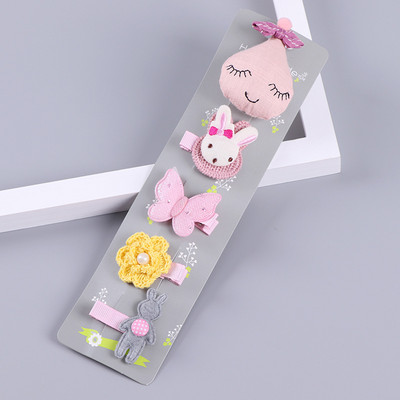5 bucăți agrafe de păr pentru copii drăguț cu fundă de animale agrafe de păr fete geantă de pânză agrafe de păr accesorii de păr prințesă ac de păr