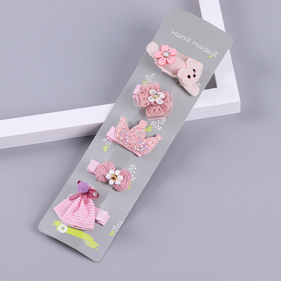 5 bucăți agrafe de păr pentru copii drăguț cu fundă de animale agrafe de păr fete geantă de pânză agrafe de păr accesorii de păr prințesă ac de păr