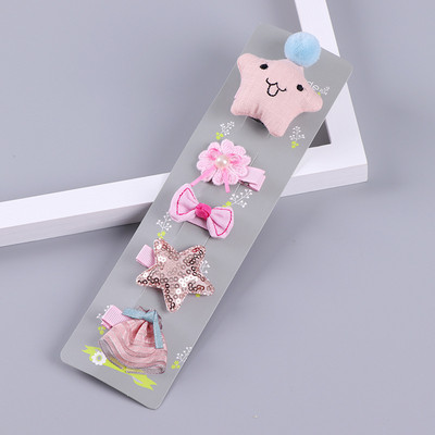 5 bucăți agrafe de păr pentru copii drăguț cu fundă de animale agrafe de păr fete geantă de pânză agrafe de păr accesorii de păr prințesă ac de păr