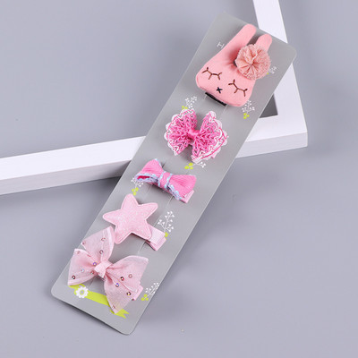 5 bucăți agrafe de păr pentru copii drăguț cu fundă de animale agrafe de păr fete geantă de pânză agrafe de păr accesorii de păr prințesă ac de păr