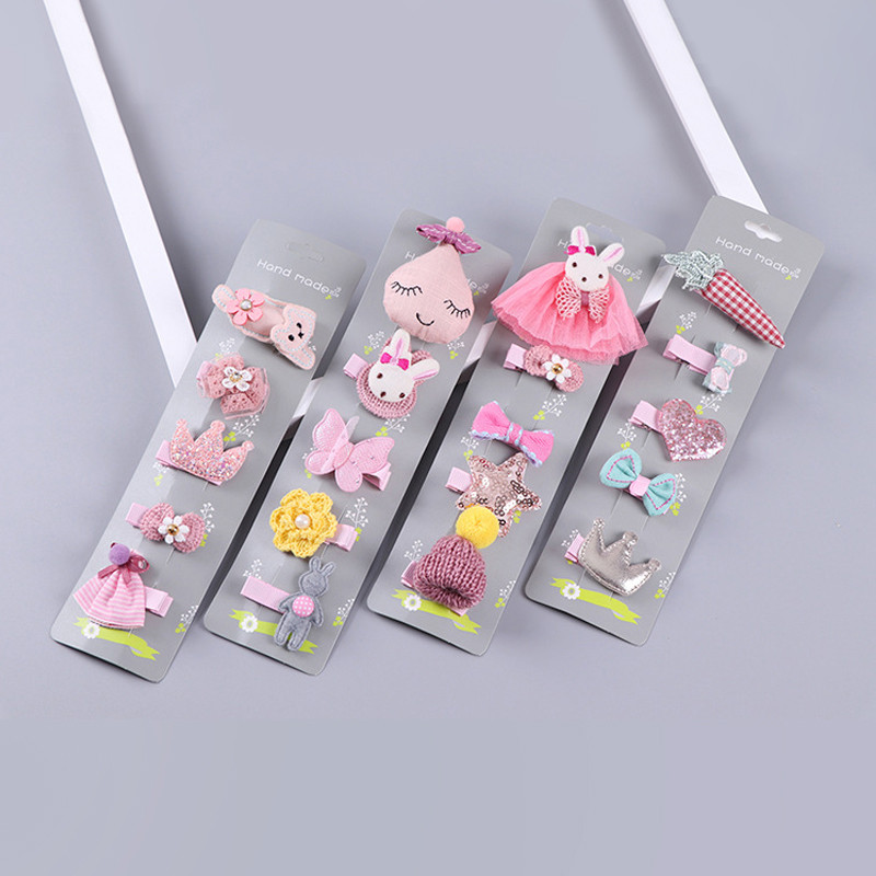5 bucăți agrafe de păr pentru copii drăguț cu fundă de animale agrafe de păr fete geantă de pânză agrafe de păr accesorii de păr prințesă ac de păr