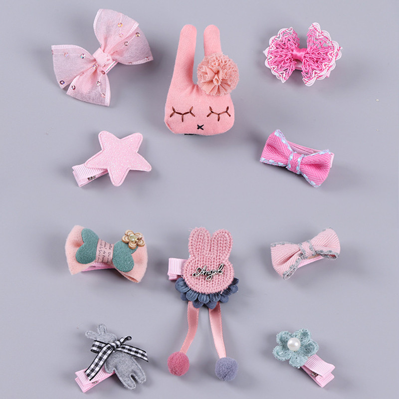 5 bucăți agrafe de păr pentru copii drăguț cu fundă de animale agrafe de păr fete geantă de pânză agrafe de păr accesorii de păr prințesă ac de păr