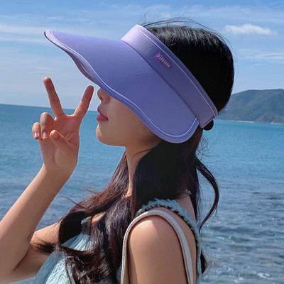Moteriškos paplūdimio kepurės Vasarinė kepurė nuo saulės mergaitei, dideliais kraštais, viso veido apsauga nuo saulės skydelio apvalkalo kepurė Reguliuojama užsegama spalvota kepurė