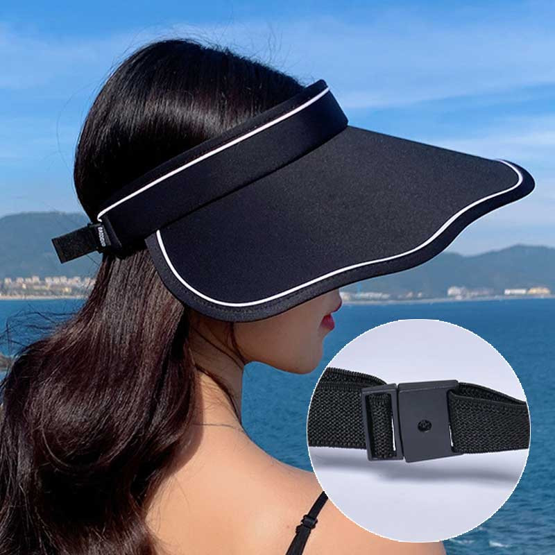Moteriškos paplūdimio kepurės Vasarinė kepurė nuo saulės mergaitei, dideliais kraštais, viso veido apsauga nuo saulės skydelio apvalkalo kepurė Reguliuojama užsegama spalvota kepurė