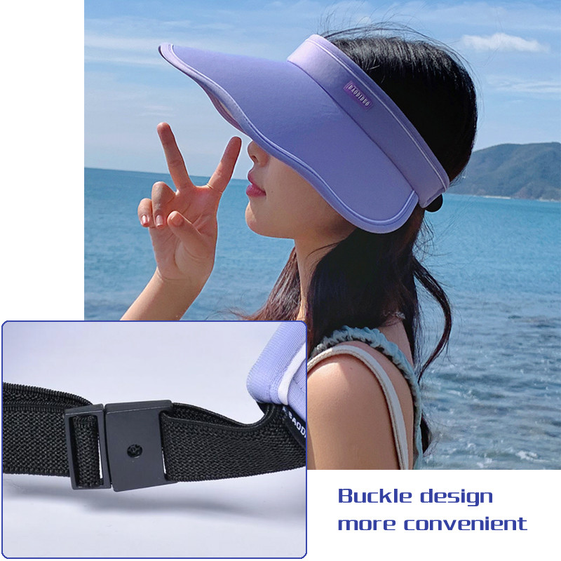 Moteriškos paplūdimio kepurės Vasarinė kepurė nuo saulės mergaitei, dideliais kraštais, viso veido apsauga nuo saulės skydelio apvalkalo kepurė Reguliuojama užsegama spalvota kepurė