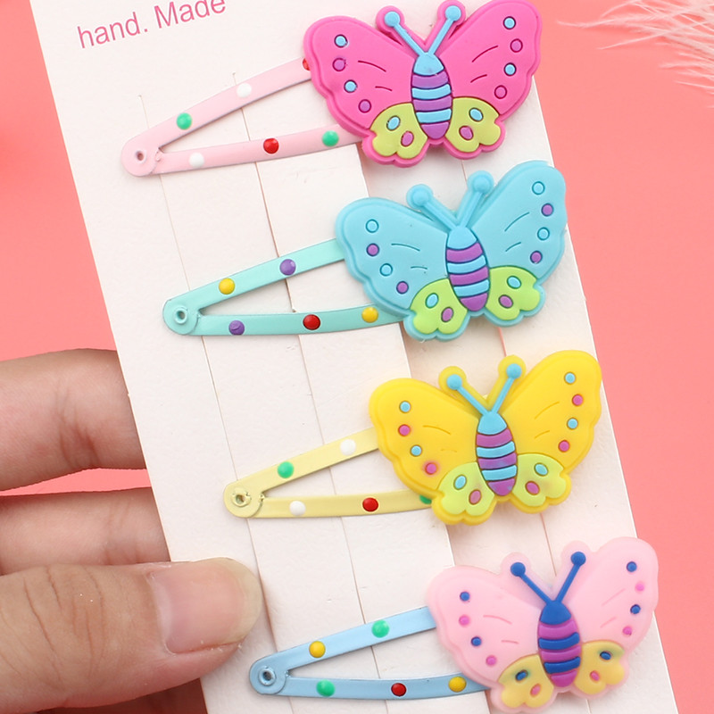 1 ~ 4 komada/set Djevojački dodaci za kosu Silikonska leptir kopča za kosu Modne BB kopče Crtani metalni kopča za šiške Dječja ukosnica za glavu