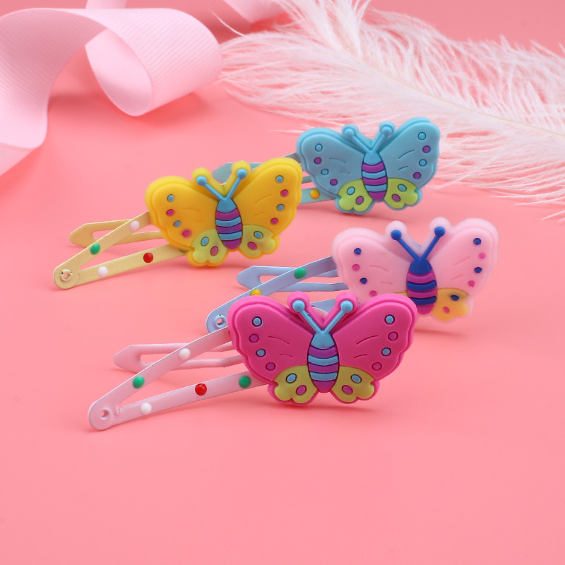 1 ~ 4 komada/set Djevojački dodaci za kosu Silikonska leptir kopča za kosu Modne BB kopče Crtani metalni kopča za šiške Dječja ukosnica za glavu