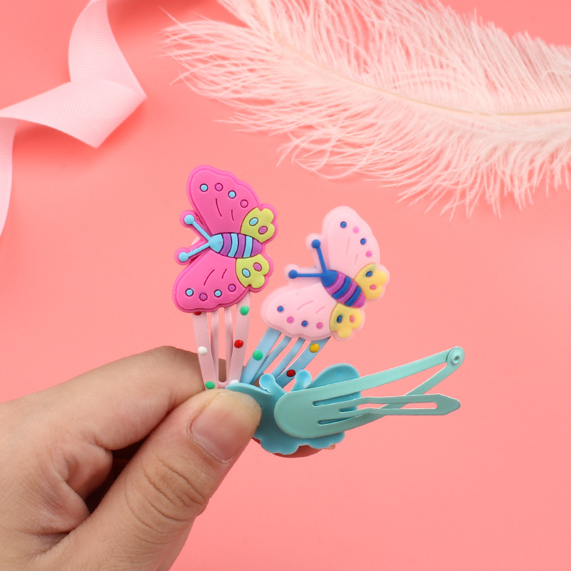 1 ~ 4 komada/set Djevojački dodaci za kosu Silikonska leptir kopča za kosu Modne BB kopče Crtani metalni kopča za šiške Dječja ukosnica za glavu