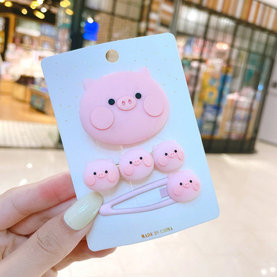 1/3 komada slatka životinja, svinja, kopča za kosu, dodaci za kosu, slatka prasica, ukosnice, crtani film, jedna riječ, štipaljka, ružičaste ukosnice, modne kopče sa strane