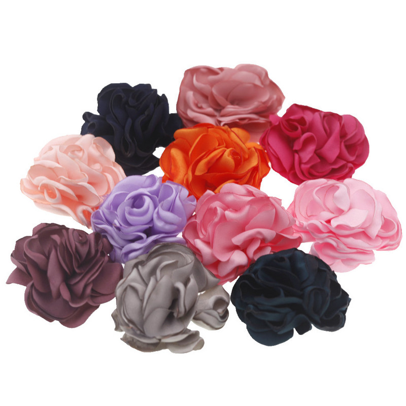 5,5 cm Degančios gėlės Plaukų aksesuarai Satino gėlė Dirbtinė rožių gėlė Mielos audinio gėlės Be plaukų segtuko galvos apdangalui 10 vnt