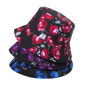 Novi retro šešir za sunčanje 2023. Šeširi s uzorkom ruža, dvostrani nosivi muški i ženski šeširi za slobodno vrijeme na otvorenom, panama bob kapa Gorras