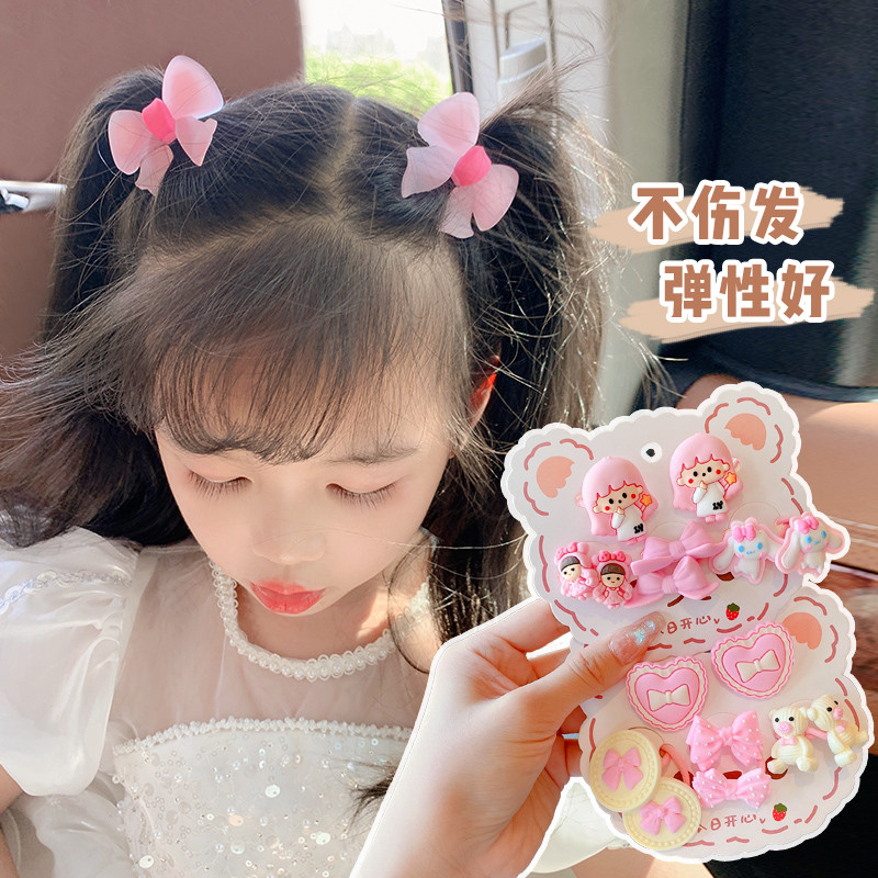 8 kom/set Dječje slatke crtane mašne s cvjetovima Elastične gumice za kosu Lijepe gumice za djevojčice Gumice za kosu Dječji dodaci za kosu