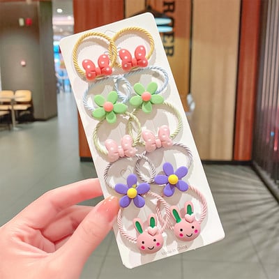 10 bucăți/set fete noi, flori drăguțe de desene animate, scrunchie mici, benzi de cauciuc minunate, suport pentru coadă de cal, bentiță, accesorii de păr la modă