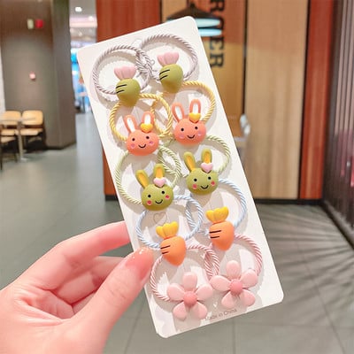 10 bucăți/set fete noi, flori drăguțe de desene animate, scrunchie mici, benzi de cauciuc minunate, suport pentru coadă de cal, bentiță, accesorii de păr la modă