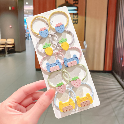 10 bucăți/set fete noi, flori drăguțe de desene animate, scrunchie mici, benzi de cauciuc minunate, suport pentru coadă de cal, bentiță, accesorii de păr la modă