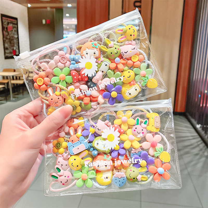 10 bucăți/set fete noi, flori drăguțe de desene animate, scrunchie mici, benzi de cauciuc minunate, suport pentru coadă de cal, bentiță, accesorii de păr la modă