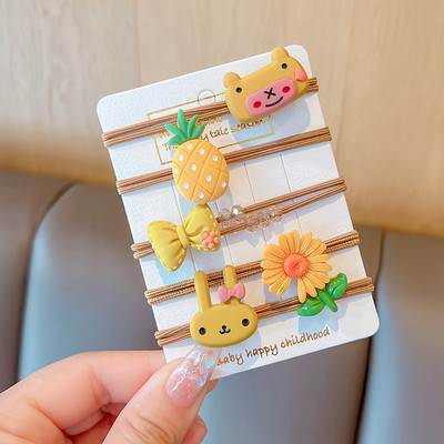 5 vnt. / rinkinys Vaikams mielas saldus animacinis filmukas Gėlių lankelis elastinės plaukų juostelės mergaičių mielos gumytės vaikų plaukų aksesuarai