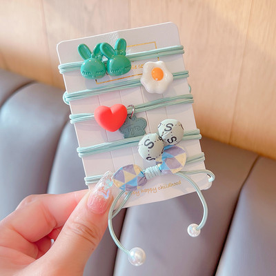 5 vnt. / rinkinys Vaikams mielas saldus animacinis filmukas Gėlių lankelis elastinės plaukų juostelės mergaičių mielos gumytės vaikų plaukų aksesuarai