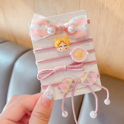5 vnt. / rinkinys Vaikams mielas saldus animacinis filmukas Gėlių lankelis elastinės plaukų juostelės mergaičių mielos gumytės vaikų plaukų aksesuarai