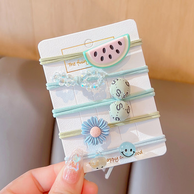 5 vnt. / rinkinys Vaikams mielas saldus animacinis filmukas Gėlių lankelis elastinės plaukų juostelės mergaičių mielos gumytės vaikų plaukų aksesuarai