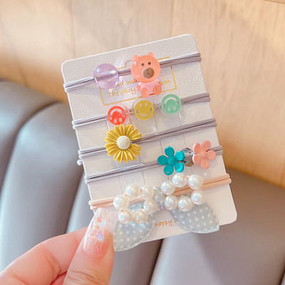 5 vnt. / rinkinys Vaikams mielas saldus animacinis filmukas Gėlių lankelis elastinės plaukų juostelės mergaičių mielos gumytės vaikų plaukų aksesuarai