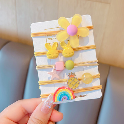 5 vnt. / rinkinys Vaikams mielas saldus animacinis filmukas Gėlių lankelis elastinės plaukų juostelės mergaičių mielos gumytės vaikų plaukų aksesuarai