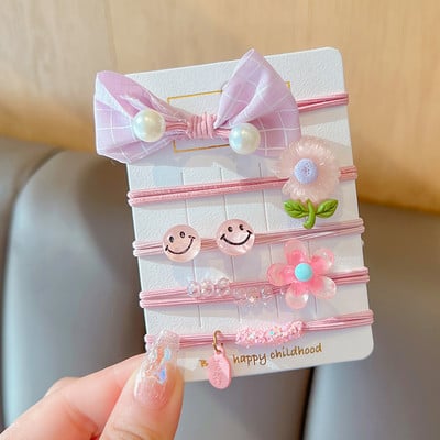 5 vnt. / rinkinys Vaikams mielas saldus animacinis filmukas Gėlių lankelis elastinės plaukų juostelės mergaičių mielos gumytės vaikų plaukų aksesuarai