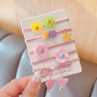 5 vnt. / rinkinys Vaikams mielas saldus animacinis filmukas Gėlių lankelis elastinės plaukų juostelės mergaičių mielos gumytės vaikų plaukų aksesuarai