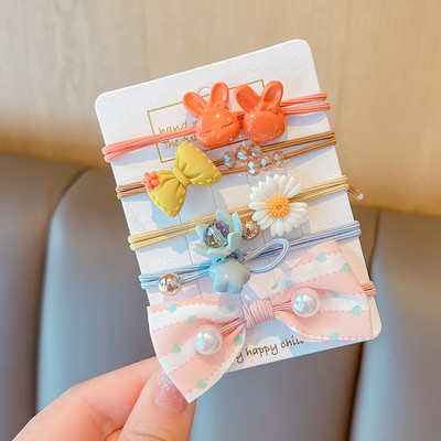 5 vnt. / rinkinys Vaikams mielas saldus animacinis filmukas Gėlių lankelis elastinės plaukų juostelės mergaičių mielos gumytės vaikų plaukų aksesuarai