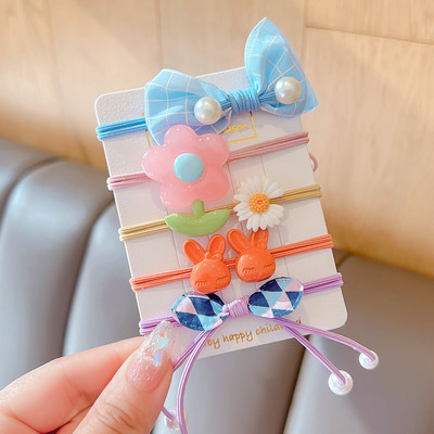 5 vnt. / rinkinys Vaikams mielas saldus animacinis filmukas Gėlių lankelis elastinės plaukų juostelės mergaičių mielos gumytės vaikų plaukų aksesuarai