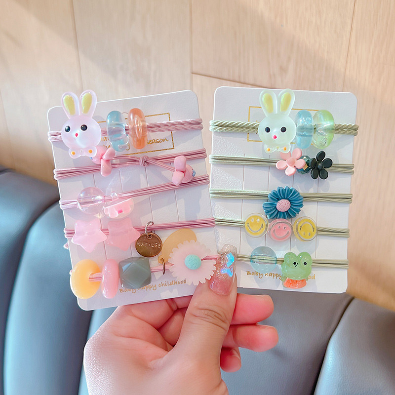 5 vnt. / rinkinys Vaikams mielas saldus animacinis filmukas Gėlių lankelis elastinės plaukų juostelės mergaičių mielos gumytės vaikų plaukų aksesuarai