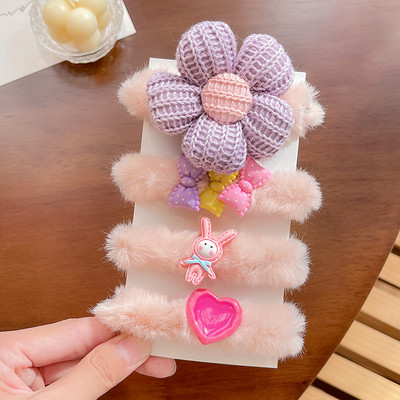 3/4 kom/komplet Gumice za nove djevojke slatke boje od umjetnog krzna Gumice s cvjetićima iz crtića Dječje mekane gumice za kosu Dječji dodaci za kosu