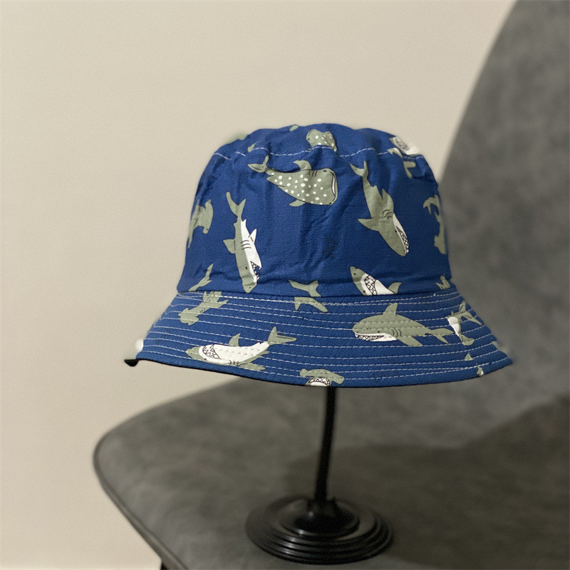 Divatos kétoldalas halász sapka, víz alatti állat cápa mintás férfi és női szabadtéri napozósapka