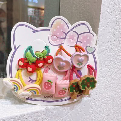10 buc pentru fete, desene animate, flori, urs, litere, stil iepure, benzi elastice de păr pentru copii, copii, frânghii de cauciuc, accesorii pentru păr pentru copii