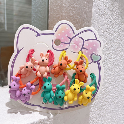 10 buc pentru fete, desene animate, flori, urs, litere, stil iepure, benzi elastice de păr pentru copii, copii, frânghii de cauciuc, accesorii pentru păr pentru copii