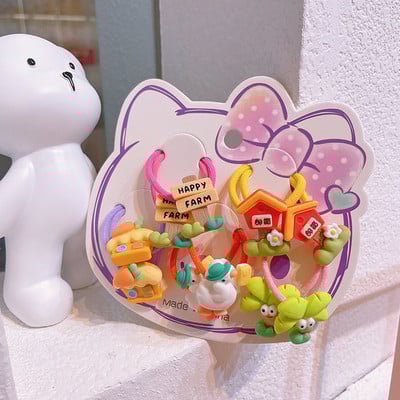 10 buc pentru fete, desene animate, flori, urs, litere, stil iepure, benzi elastice de păr pentru copii, copii, frânghii de cauciuc, accesorii pentru păr pentru copii