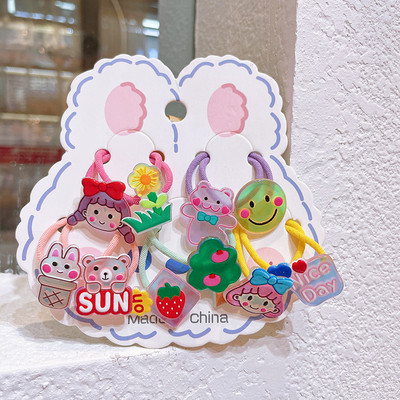 10 buc pentru fete, desene animate, flori, urs, litere, stil iepure, benzi elastice de păr pentru copii, copii, frânghii de cauciuc, accesorii pentru păr pentru copii
