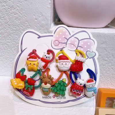 10 buc pentru fete, desene animate, flori, urs, litere, stil iepure, benzi elastice de păr pentru copii, copii, frânghii de cauciuc, accesorii pentru păr pentru copii