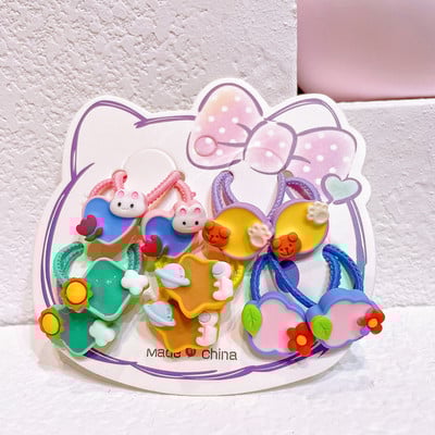 10 buc pentru fete, desene animate, flori, urs, litere, stil iepure, benzi elastice de păr pentru copii, copii, frânghii de cauciuc, accesorii pentru păr pentru copii