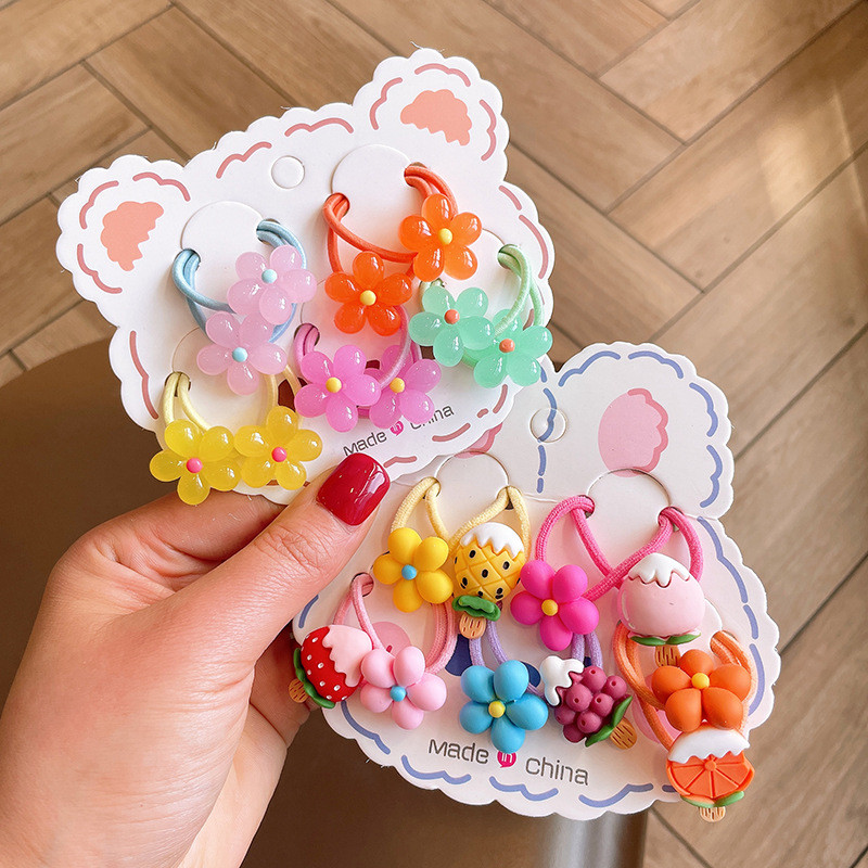 10 buc pentru fete, desene animate, flori, urs, litere, stil iepure, benzi elastice de păr pentru copii, copii, frânghii de cauciuc, accesorii pentru păr pentru copii